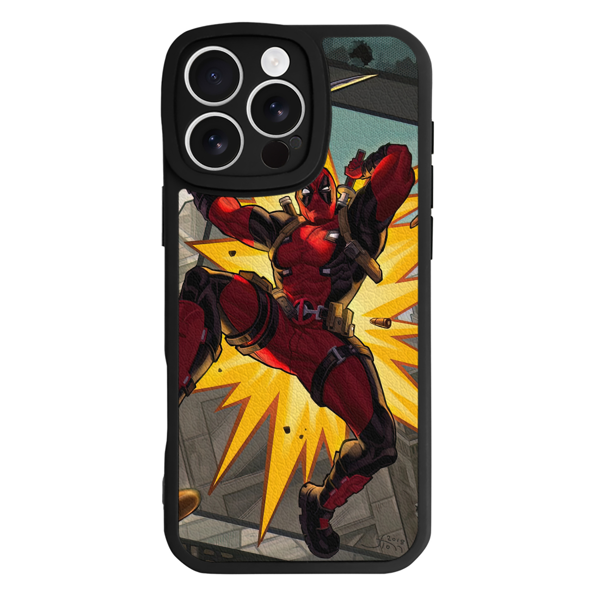 （画像用） Deadpool デッドプール 【iPhone 16シリーズ対応】シリコンスマホケース（レザー調） 材質：シリコン